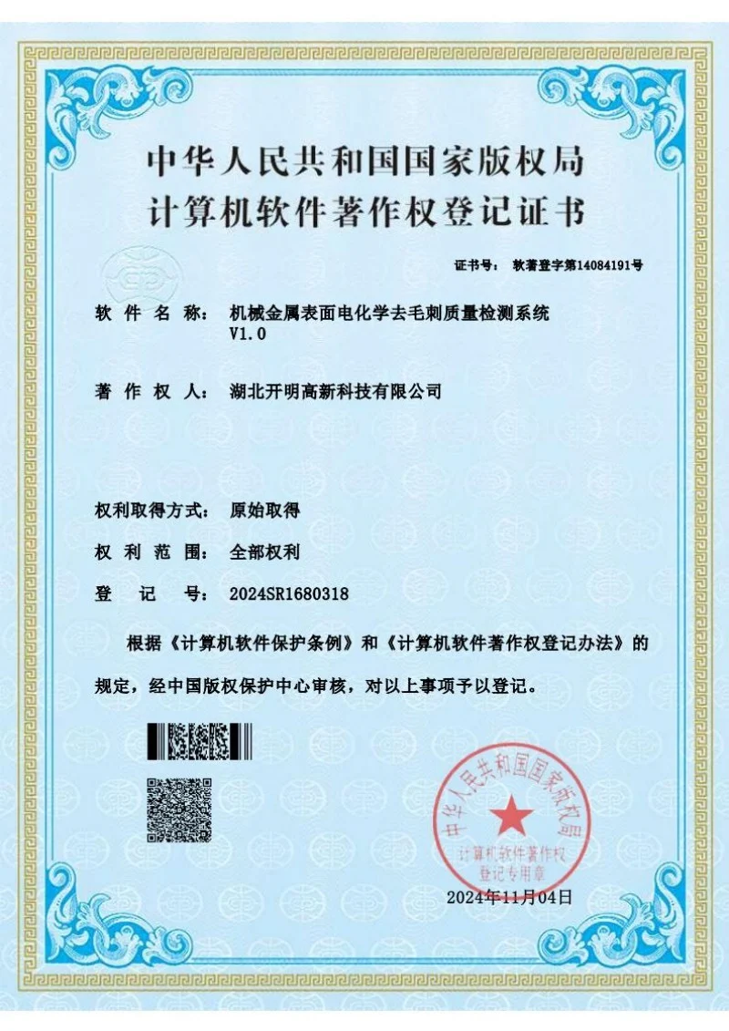 Mechanical metal surface electrochemical deburring quality inspection system